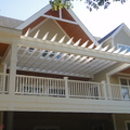 Custom deck pergola with 2x8 profiles and wood inserted