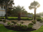 Beds with white rock and mulch